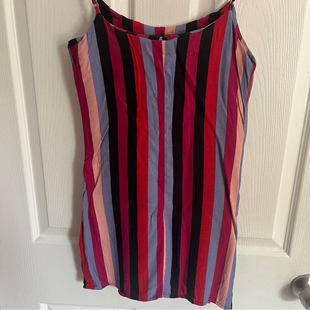 Reformation Multi-Stripe Mini Dress in Red, Pink, Lavender, Black - Picture 2 of 8